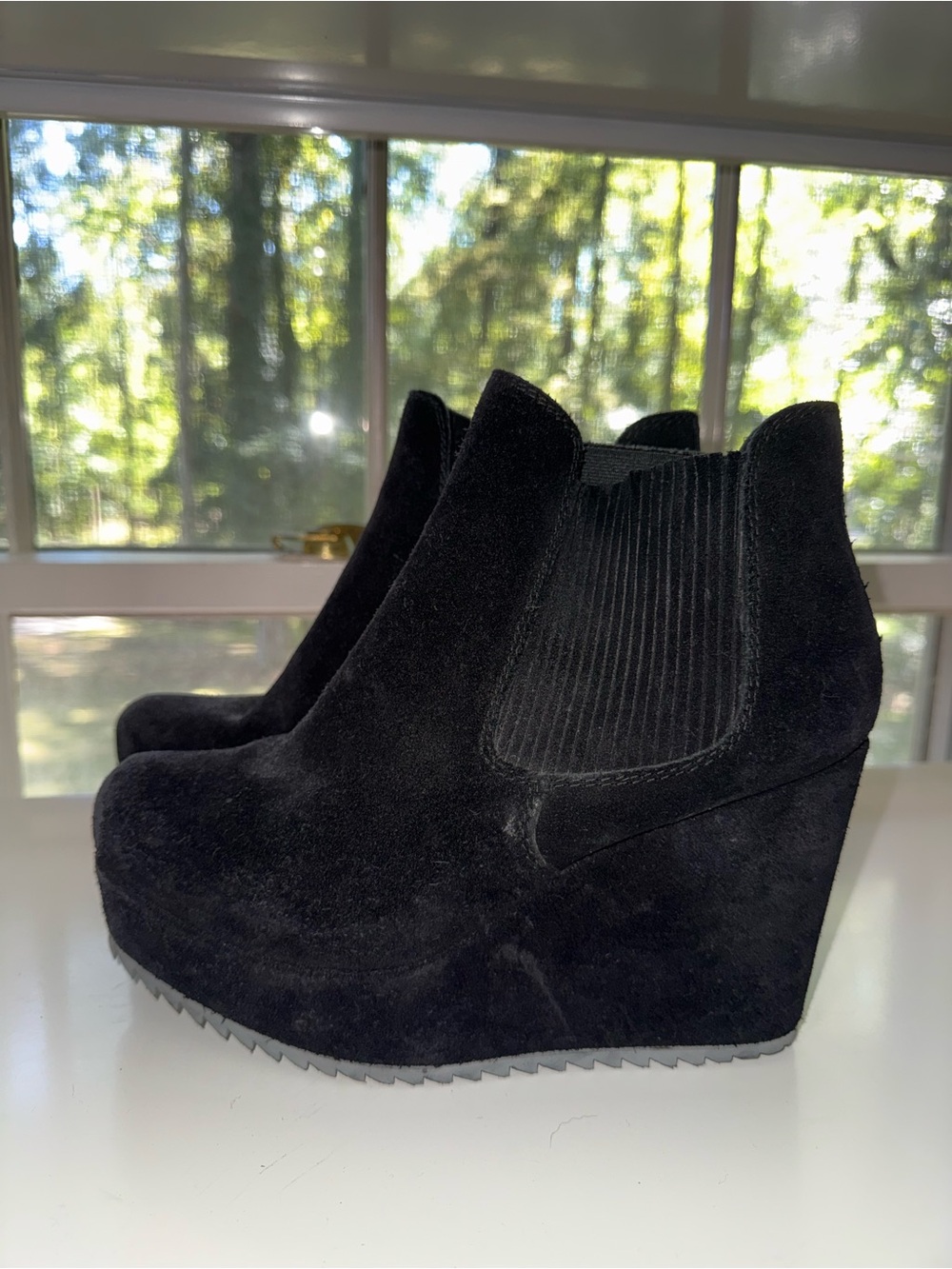 Pedro Garcia Black Suede Wedge Booties - Women's